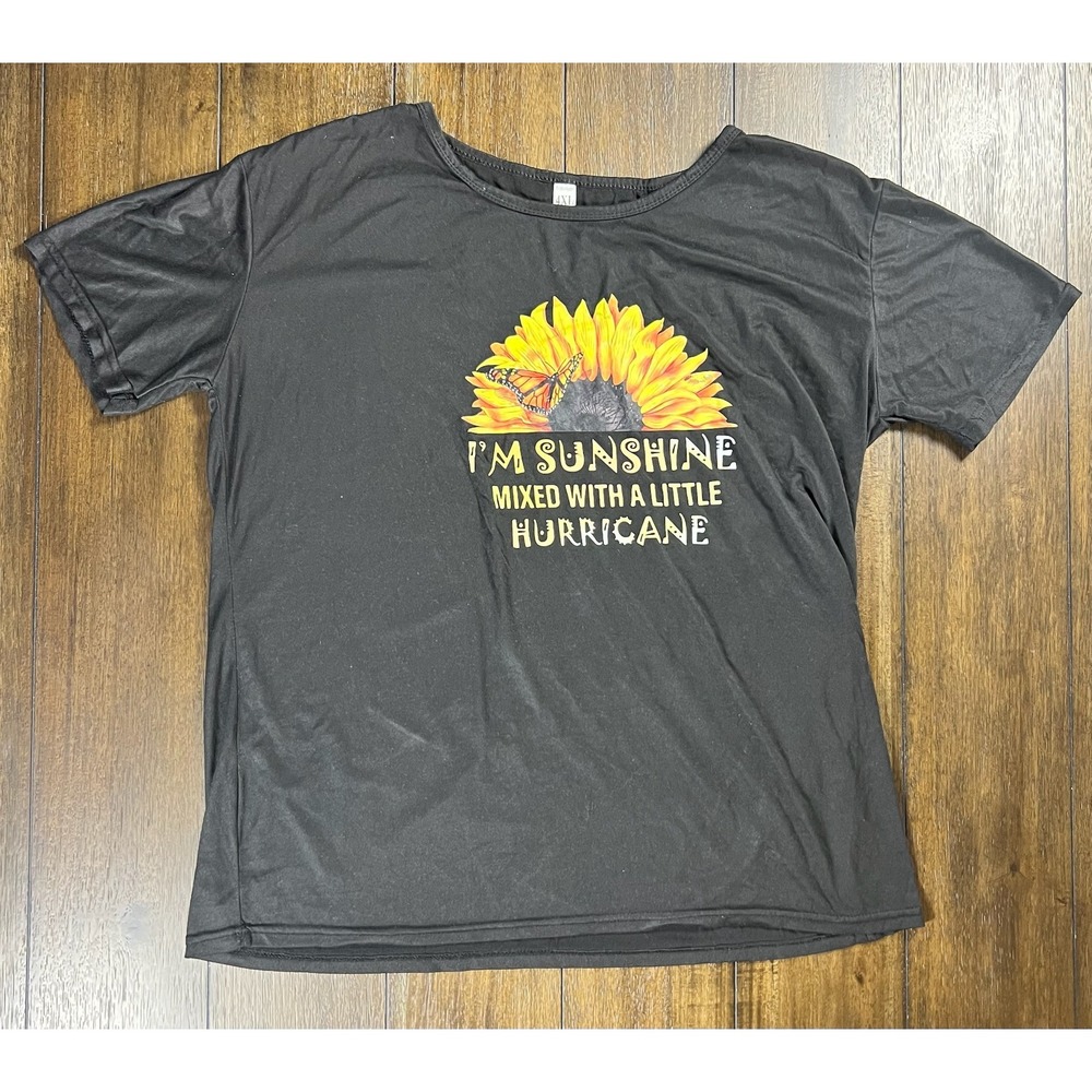 I'm Sunshine Mixed With A Little Hurricane Sunflower Graphic Tee Black 4XL